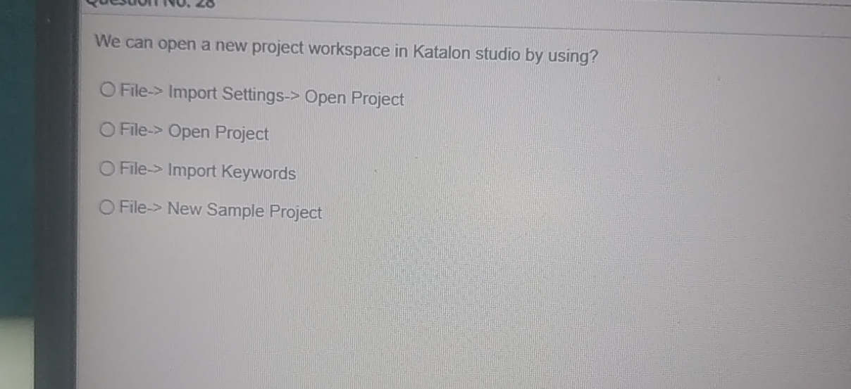 Solved We can open a new project workspace in Katalon studio | Chegg.com