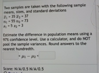 Solved Two samples are taken with the following sample | Chegg.com