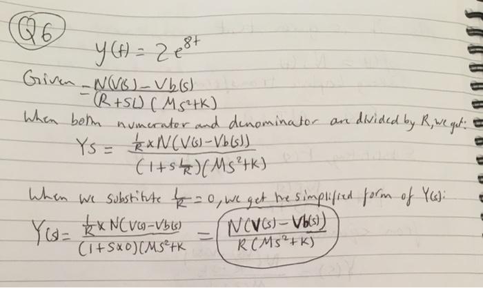 Solved Q6 Y H 27 Given N V V B S R Sw Ms K When Chegg Com