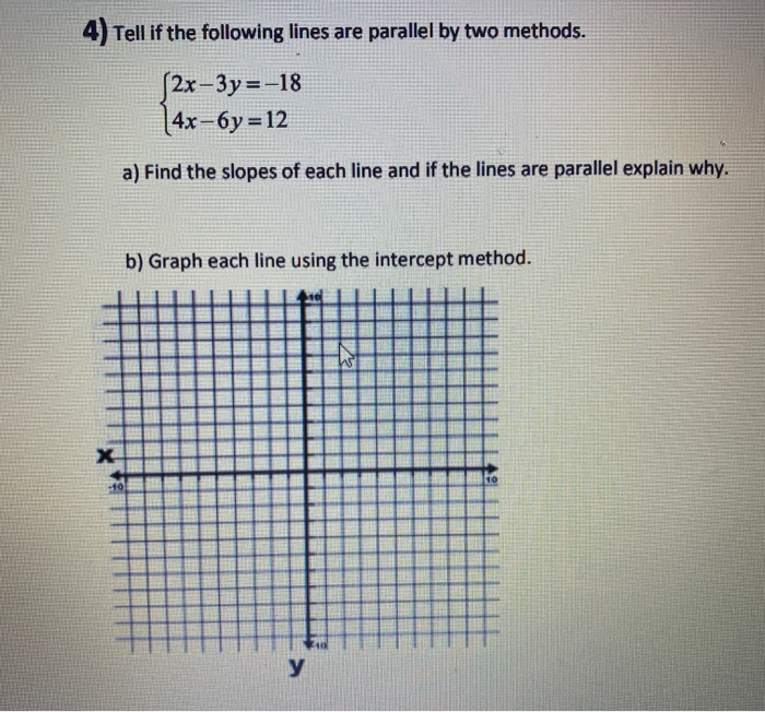 Solved 4) Tell if the following lines are parallel by two | Chegg.com