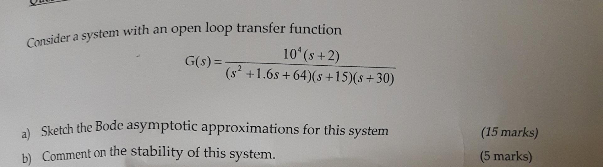 Solved Consider a system with an open loop transfer function | Chegg.com