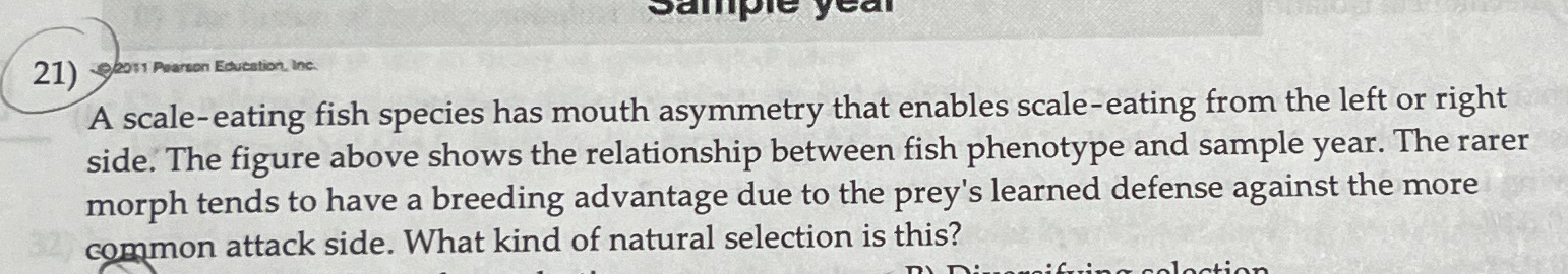 Solved A scale-eating fish species has mouth asymmetry that | Chegg.com