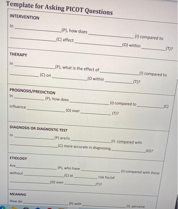 PICOT Question Form