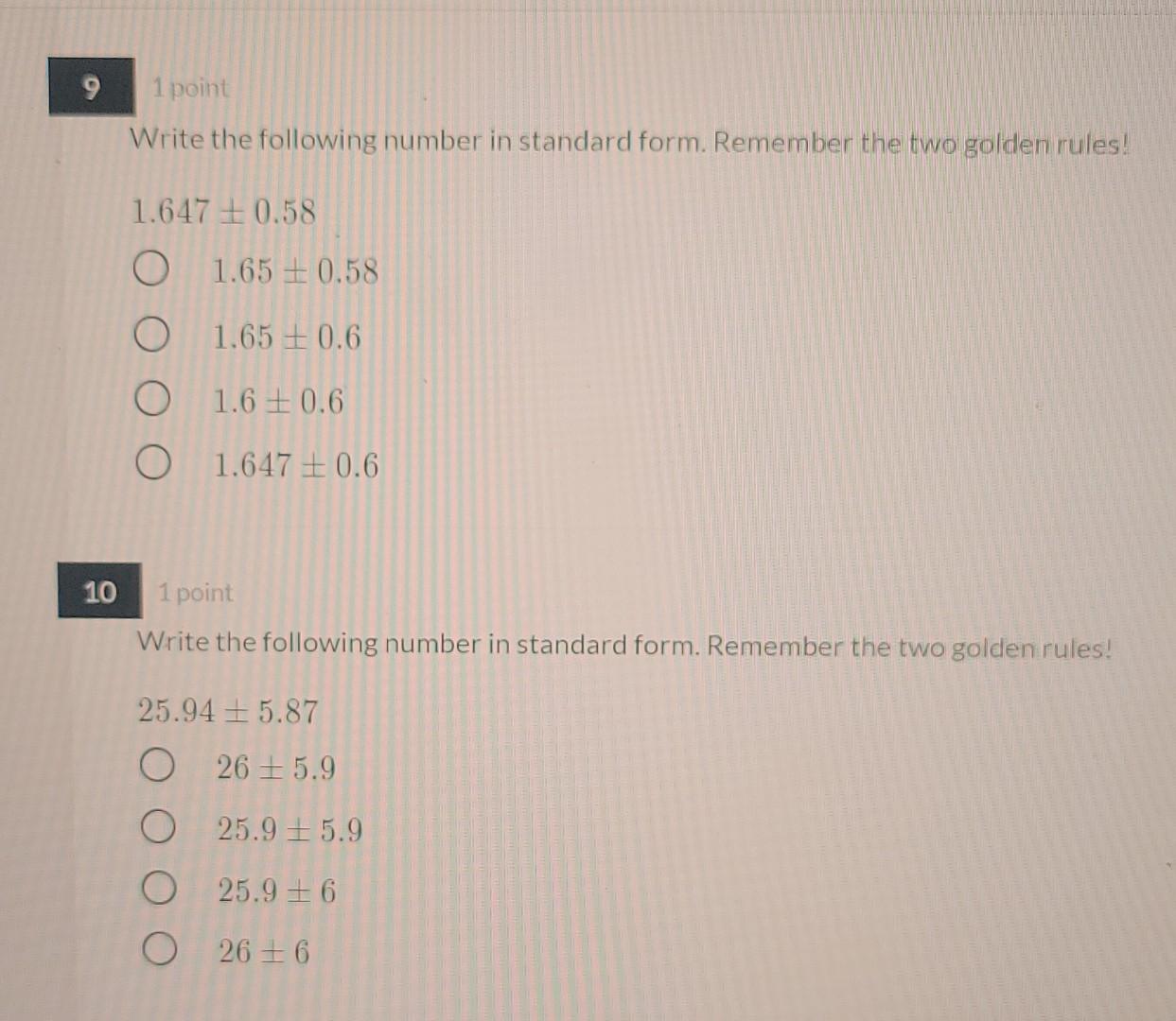 Solved 9 1 point Write the following number in standard | Chegg.com