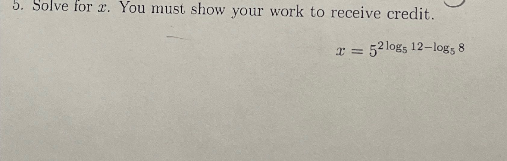 Solved Solve for x. ﻿You must show your work to receive | Chegg.com