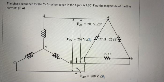 Solved The phase sequence for the Y- A system given in the | Chegg.com