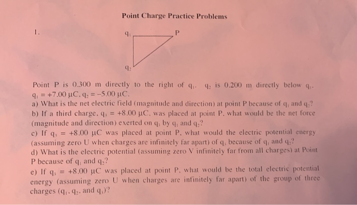 Solved Point Charge Practice Problems directly to the right | Chegg.com