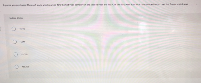 Solved Suppose you purchased Microsoft stock, which earned | Chegg.com
