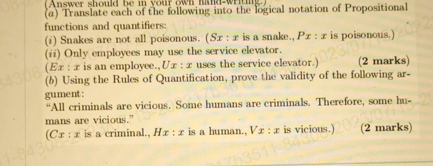 Solved a Translate Each Of The Following Into The Logical Chegg Solved a translate each of the following into the logical chegg