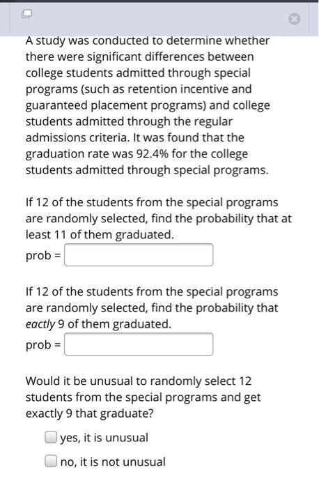 Solved A study was conducted to determine whether there were | Chegg.com