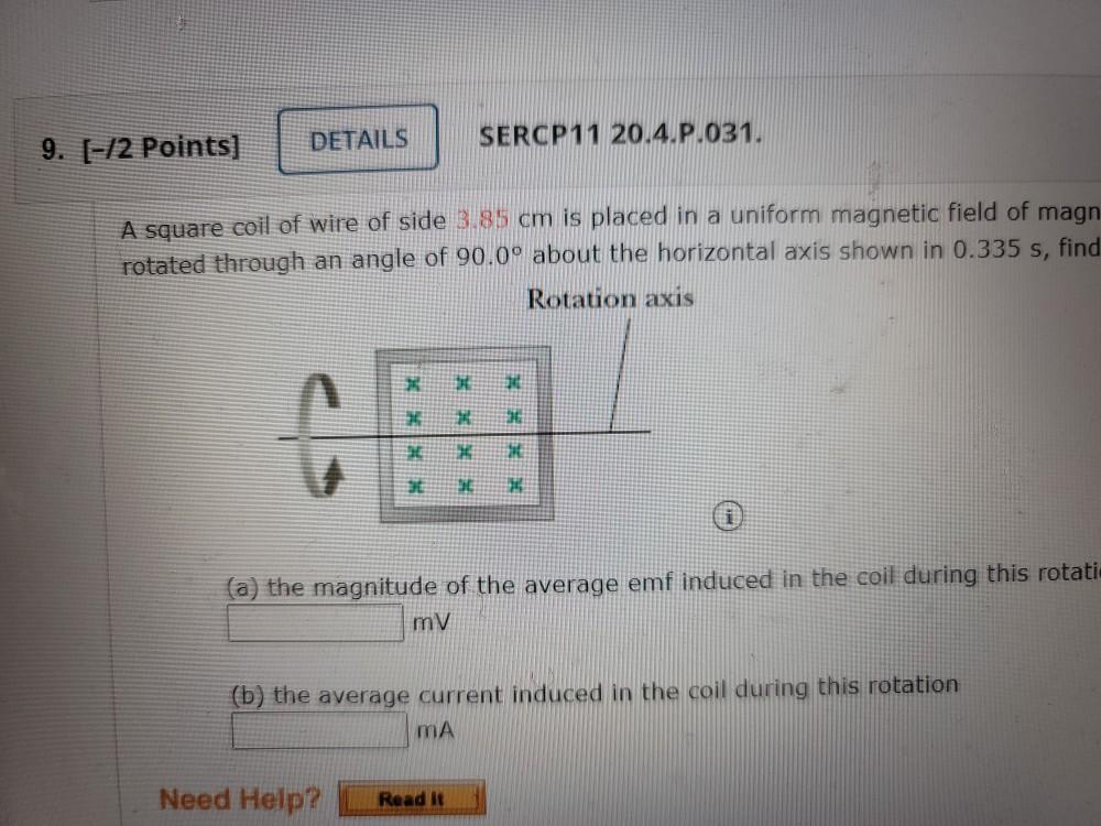Solved A square coil of wire of side 3.85 cm is placed in a | Chegg.com