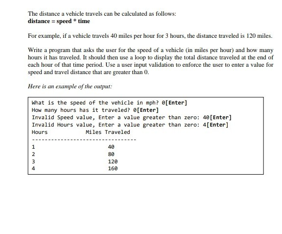 Solved The distance a vehicle travels can be calculated as | Chegg.com
