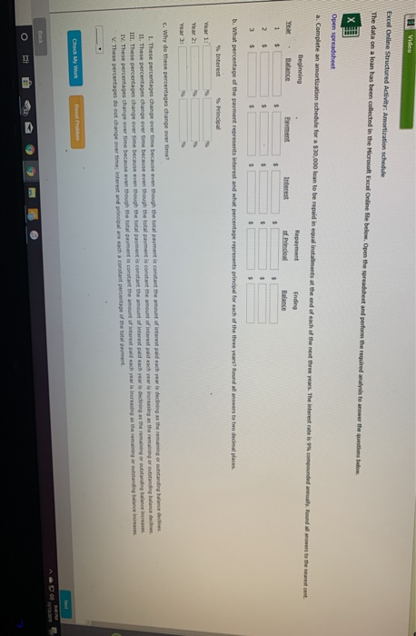 Solved Excel Online Structured Activity to schedule The data | Chegg.com