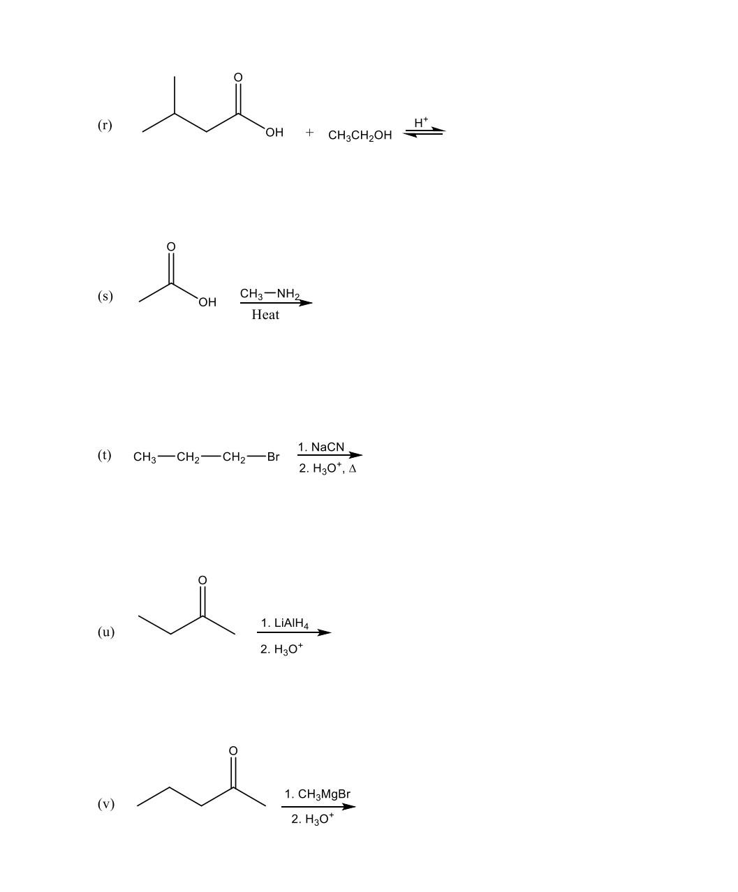 Solved (1) H2C-CEN HCI/H20 Heat OC . (k) -CH2-CH2-C- -H | Chegg.com