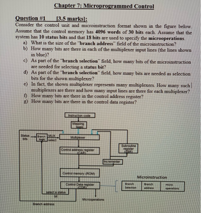 Solved Chapter 7: Microprogrammed Control Question #1 [3.5 | Chegg.com
