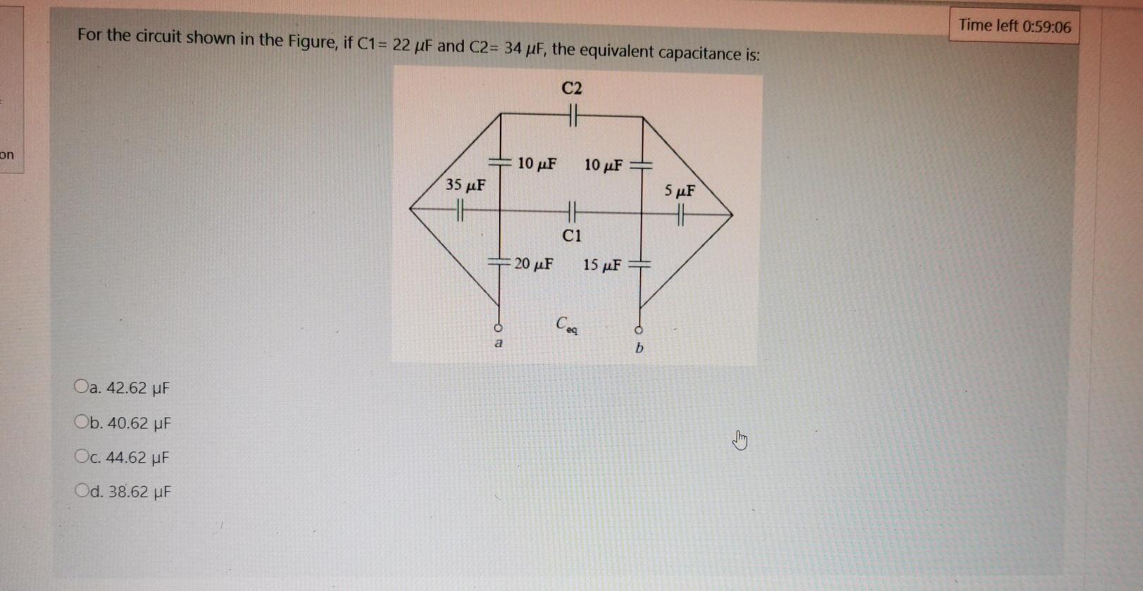 Solved Time left 0:59:06 For the circuit shown in the | Chegg.com