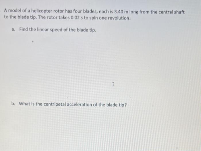 Solved A model of a helicopter rotor has four blades, each | Chegg.com