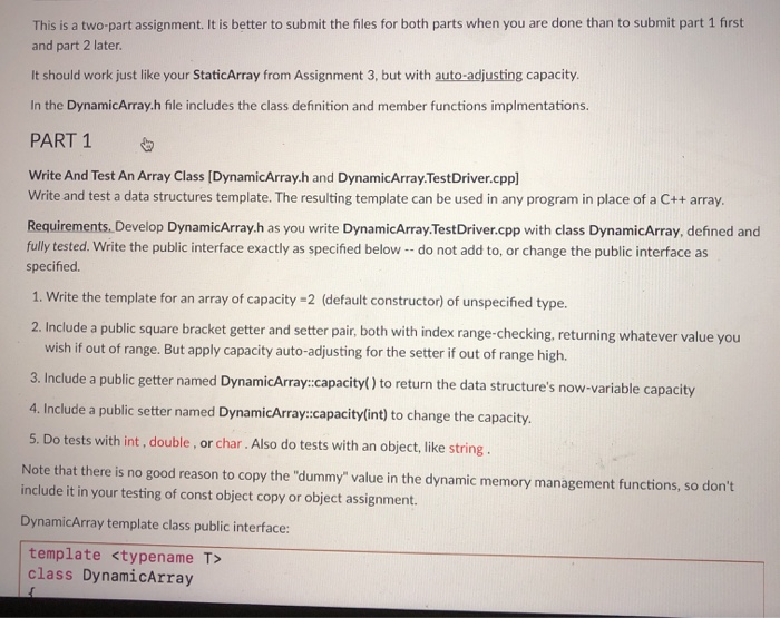 Solved This is a two part assignment. It is better to submit | Chegg.com