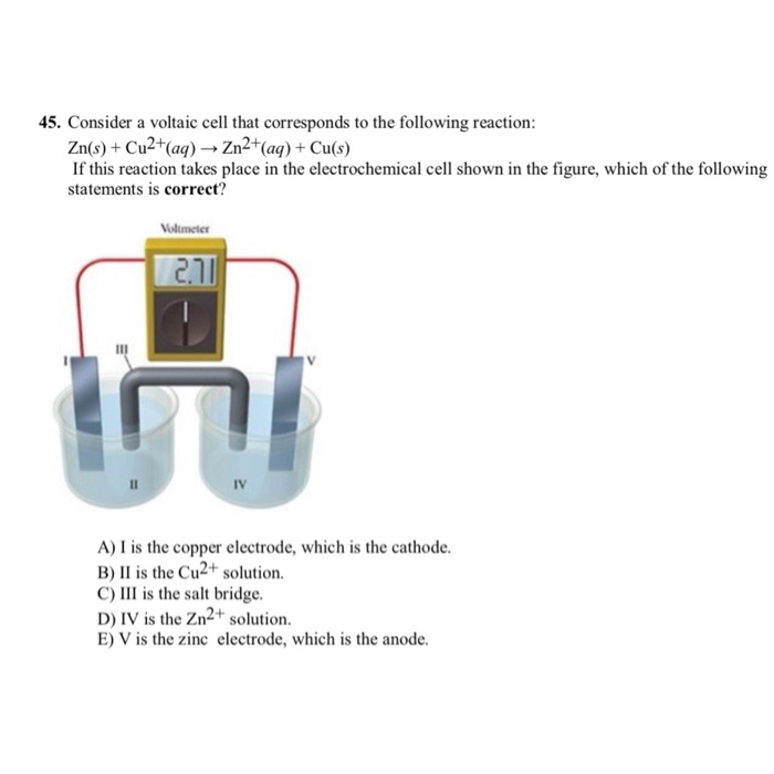 Solved 45. Consider a voltaic cell that corresponds to the | Chegg.com
