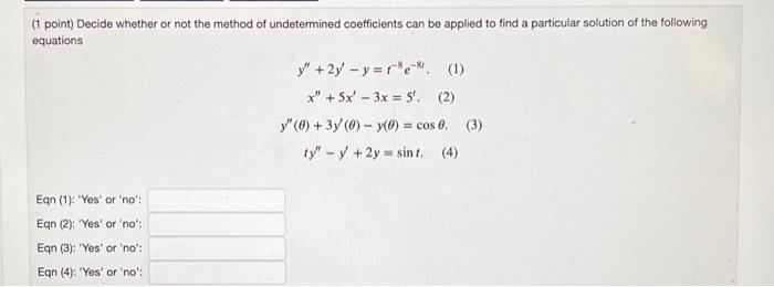 Solved (1 Point) Decide Whether Or Not The Method Of | Chegg.com