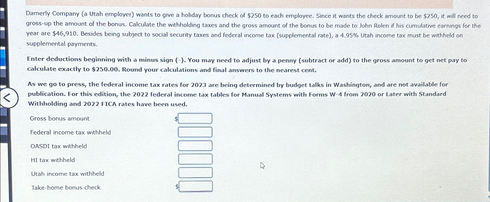 Solved Damerly Company (a Utah employer) ﻿wants to give a | Chegg.com