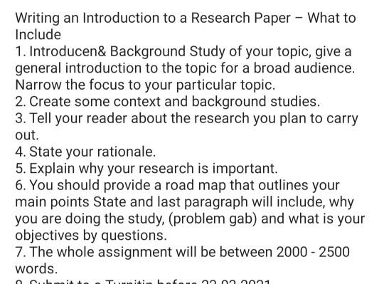 Solved Writing an Introduction to a Research Paper - What to 