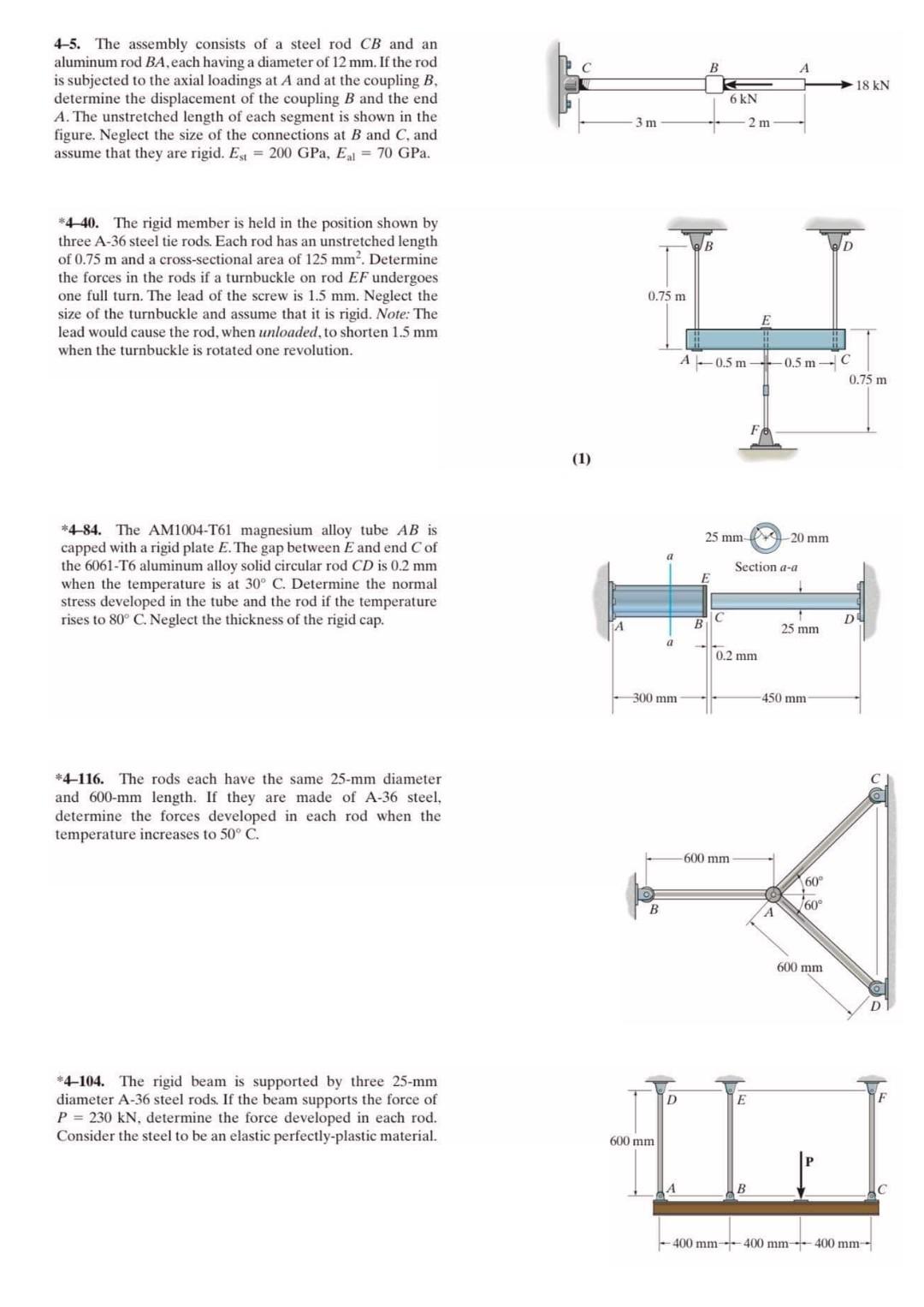 Solved 4-5. The assembly consists of a steel rod CB and an | Chegg.com