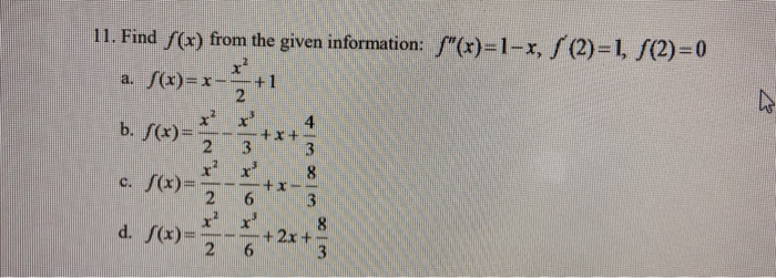 Solved 11 Find S X From The Given Information X 1 Chegg Com