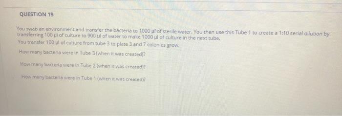 Solved Question 19 You Swab An Environment And Transfer The Chegg Com