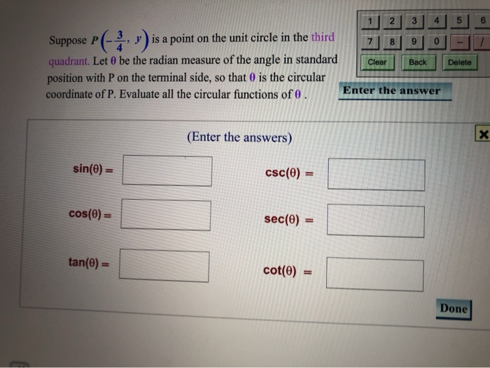 Solved Suppose P Is A Point On The Unit Circle In The Third | Chegg.com