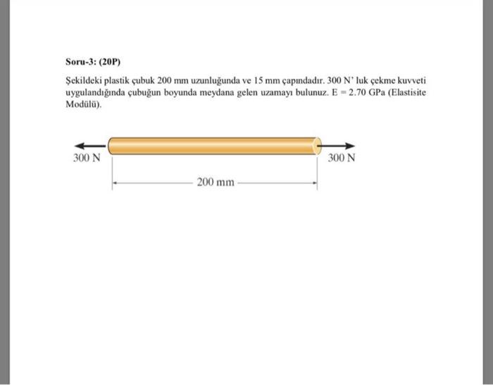 Solved Soru-3: (20P) \$ekildeki Plastik çubuk 200 Mm | Chegg.com