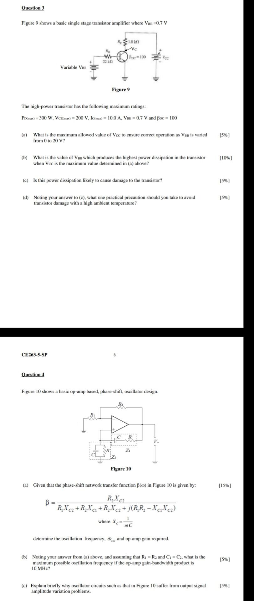 Solved Question 3 Figure 9 shows a basic single stage | Chegg.com
