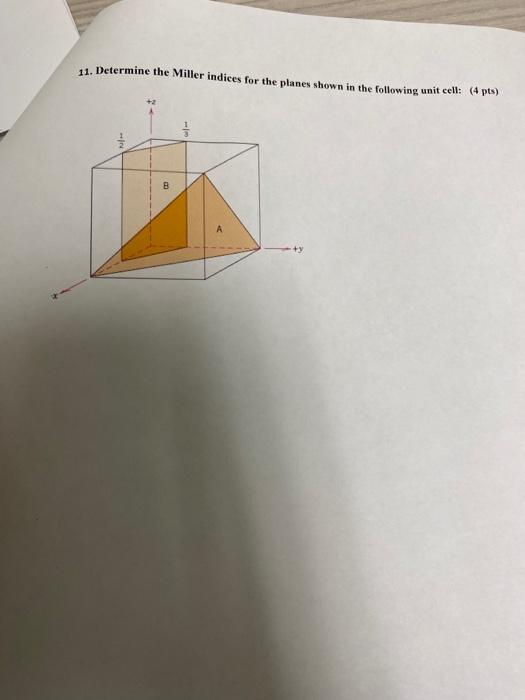 Solved 11. Determine The Miller Indices For The Planes Shown | Chegg.com