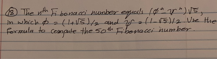 Solved 18 The nth Fibonacci number equals (phy") 15, in | Chegg.com