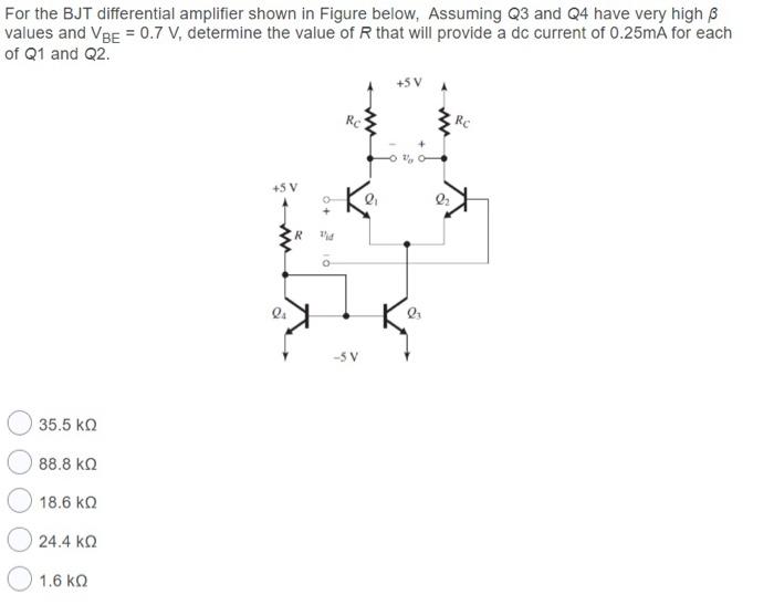 Solved For The BJT Differential Amplifier Shown In Figure | Chegg.com