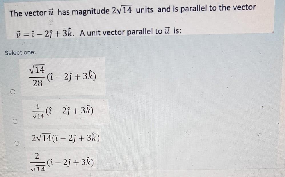 Solved The Vector U Has Magnitude 2714 Units And Is Paral Chegg Com