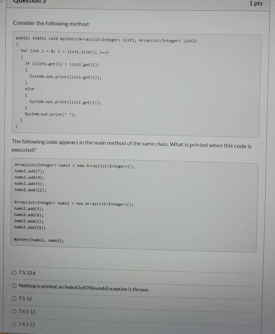 Solved Question 3 1 pts Consider the following instance | Chegg.com