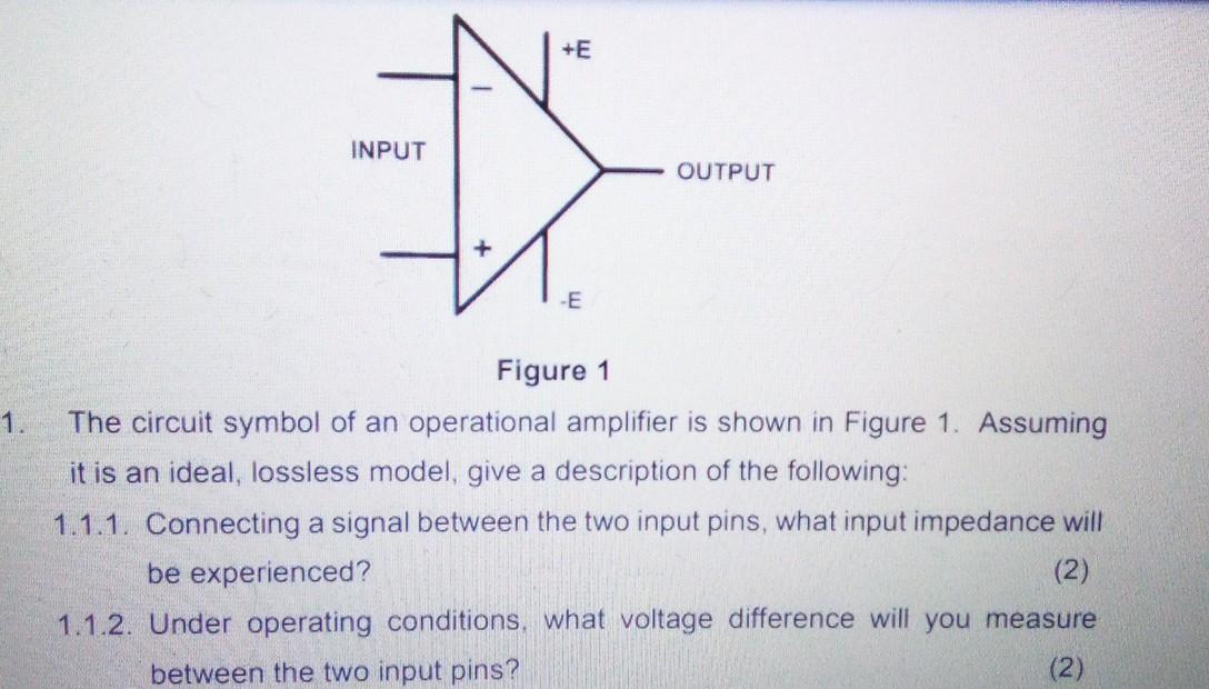 Solved +E INPUT * OUTPUT -E 1. Figure 1 The circuit symbol | Chegg.com