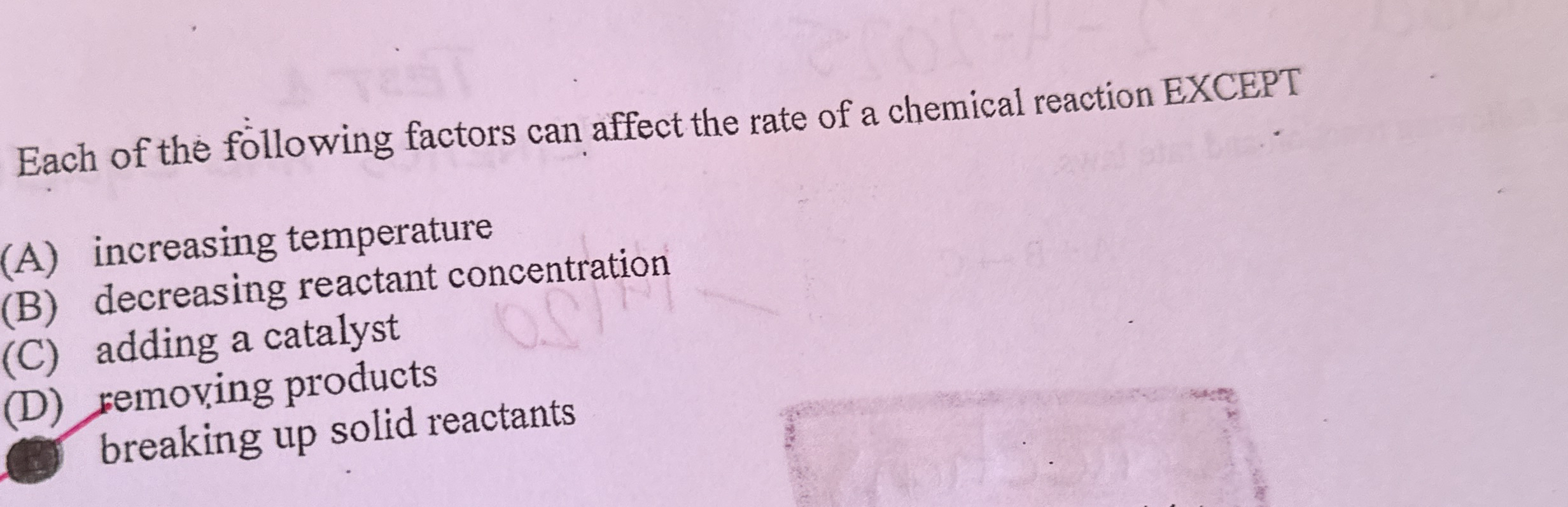 Solved Each of the following factors can affect the rate of | Chegg.com