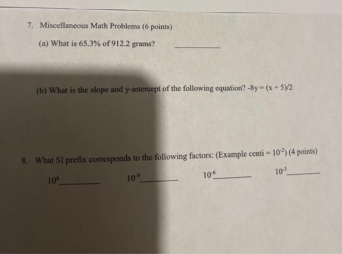 Solved 7. Miscellaneous Math Problems (6 points) (a) What is | Chegg.com