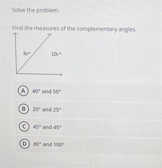 Solved Solve The Problem. Find The Measures Of The | Chegg.com