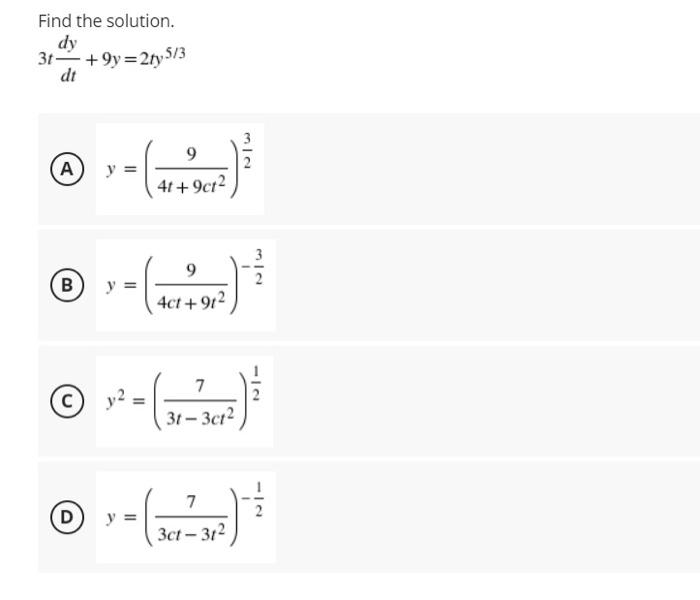 Solved Find The Solution Y Y Ye A Y C X En B Y Ii C X