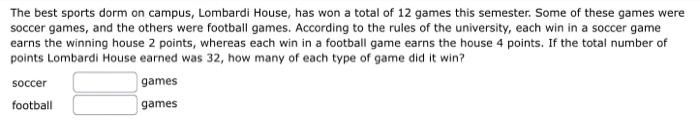 The best sports dorm on campus, Lombardi House, has won a total of 12 games this semester. Some of these games were soccer ga
