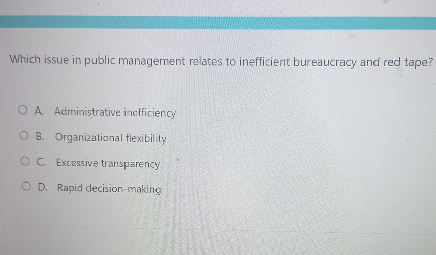 Solved Which issue in public management relates to | Chegg.com