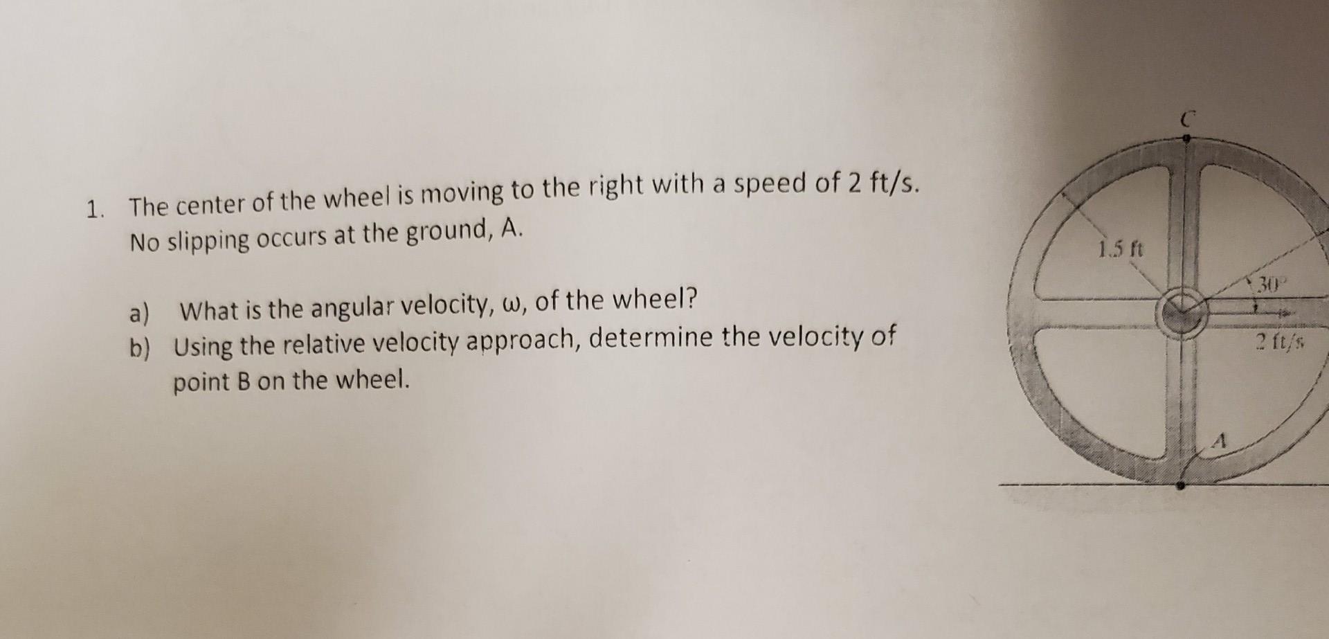 Solved 1. The center of the wheel is moving to the right | Chegg.com