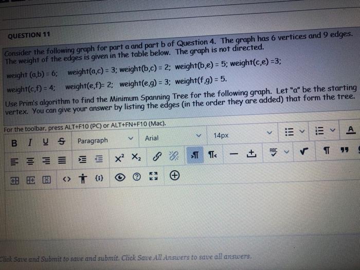 Solved QUESTION 11 Consider the following graph for part a | Chegg.com