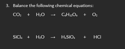 Solved 3. Balance the following chemical equations: | Chegg.com