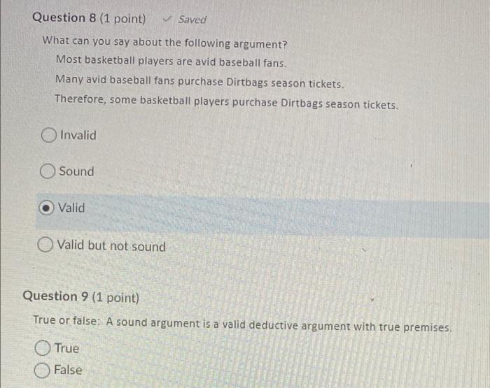 Solved Question 8 (1 point) Saved What can you say about the | Chegg.com
