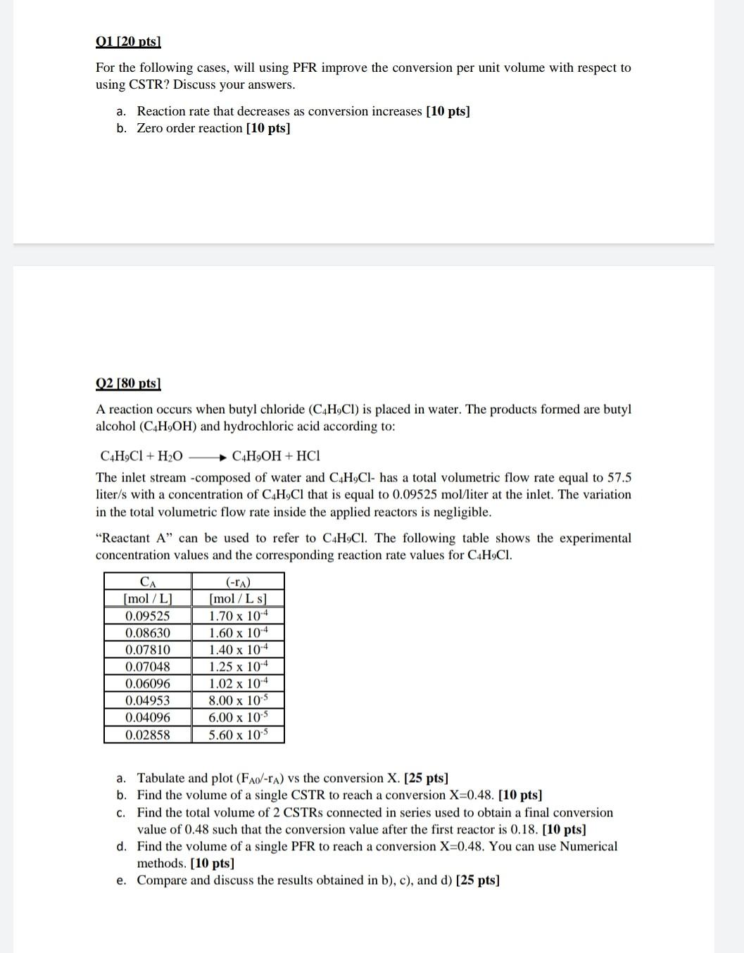 Solved 01 20 pts) For the following cases, will using PFR | Chegg.com