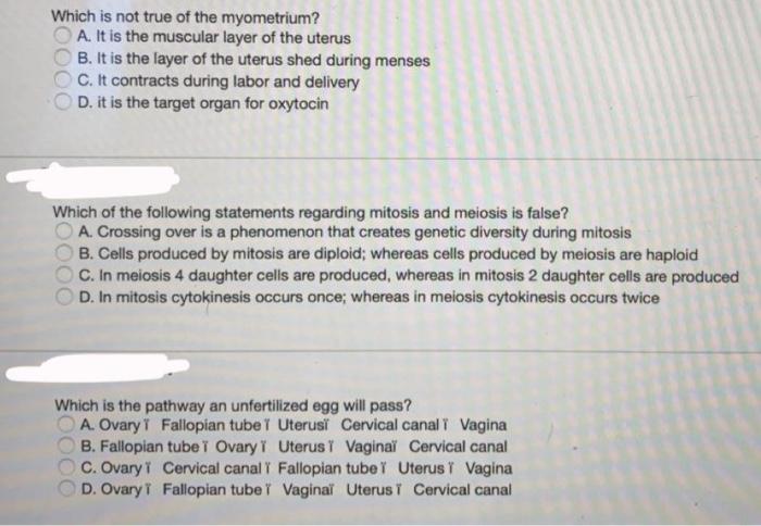 Solved Which Is Not True Of The Myometrium A It Is The Chegg